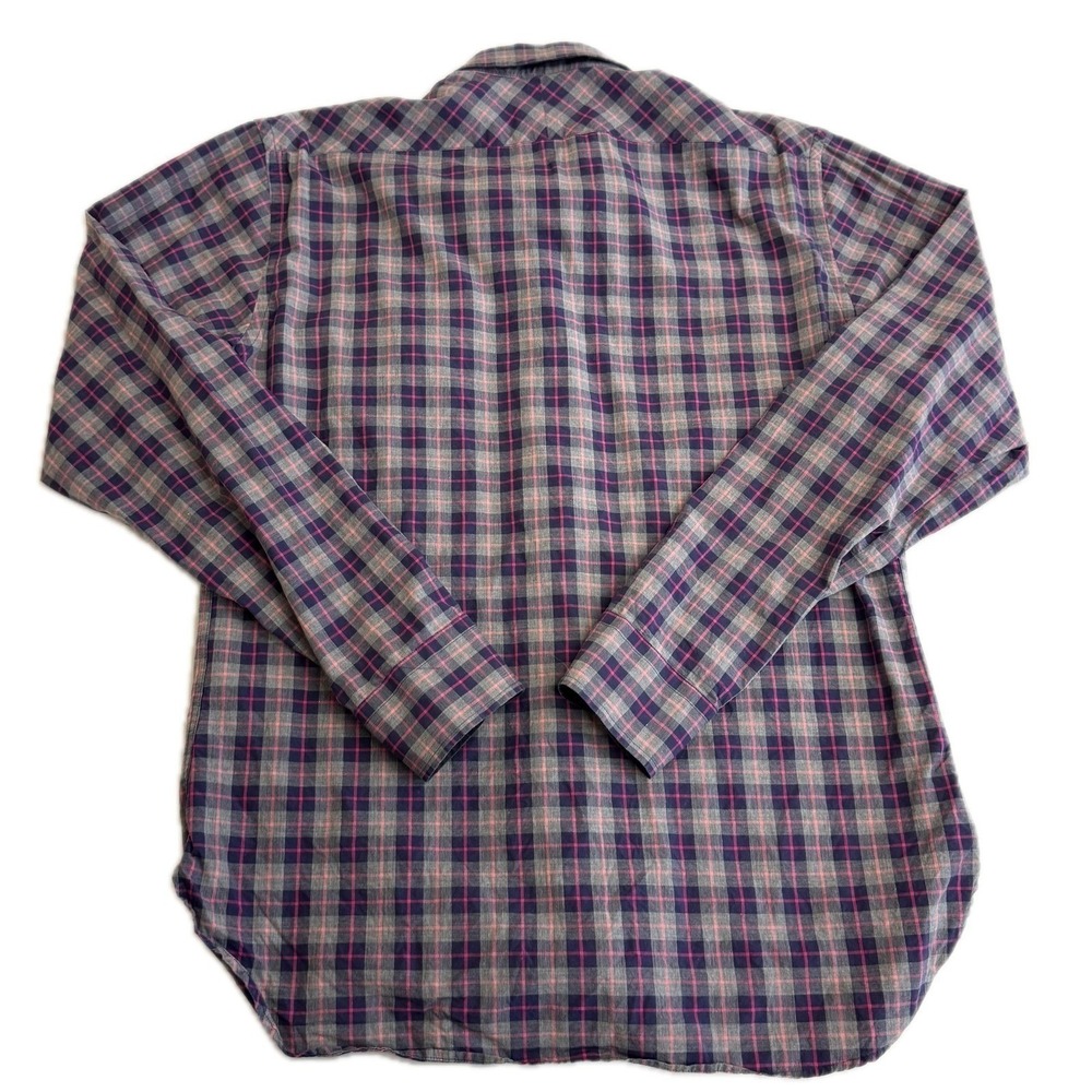 Billy Reid Shirt Mens Medium Gray Pink Plaid Button Down Preppy Designer Luxury - Picture 3 of 8